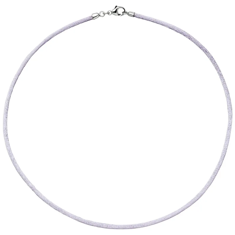 2,8mm Seidencollier Collier flieder, Karabiner 925 Silber, Damen, 42cm Echt
