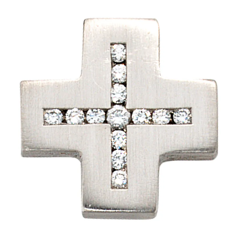 Bestpreis Anhänger 14,5x14,5mm Kreuz mit Diamanten 0.2Ct W/SI 950 Platin Platinanhänger