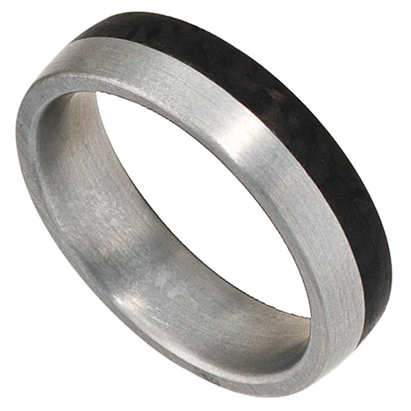 Partnerring Ring Edelstahl mit Carbon, Freundschaftsring, Unisex Highlight