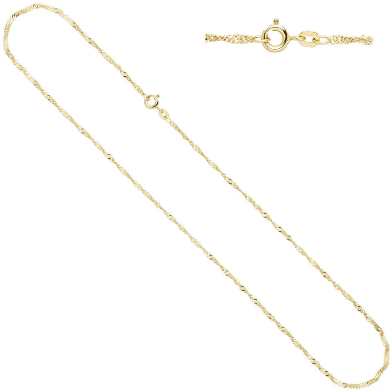 Zertifiziert 1,8mm Singapurkette Kette Halskette 333 Gold Gelbgold 45cm Halsschmuck