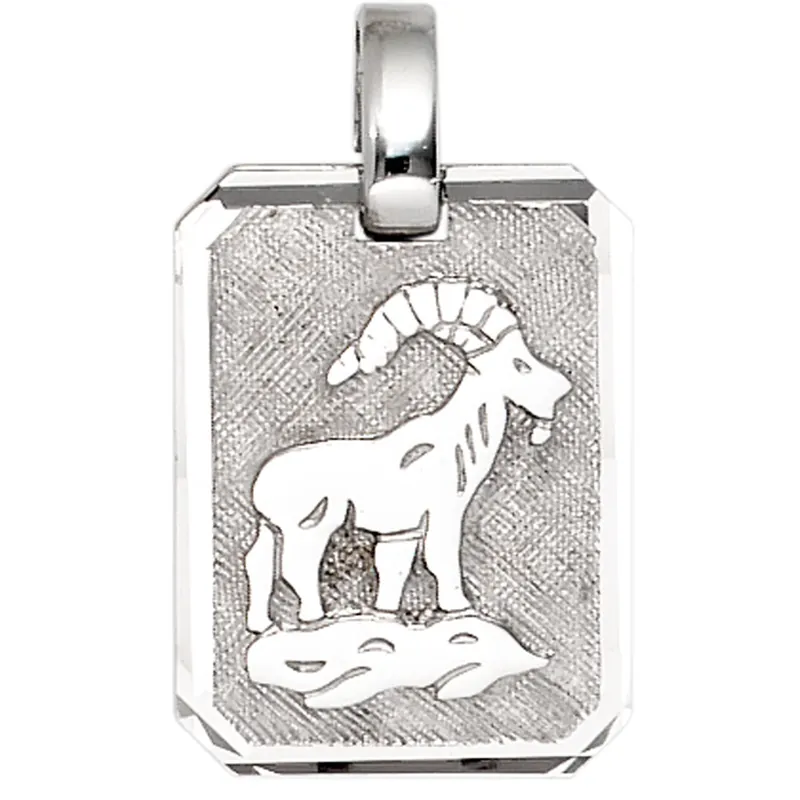 Zertifiziert Anhänger 12x16,3mm Sternzeichen Steinbock aus 925 Silber teilmattiert Horoskop