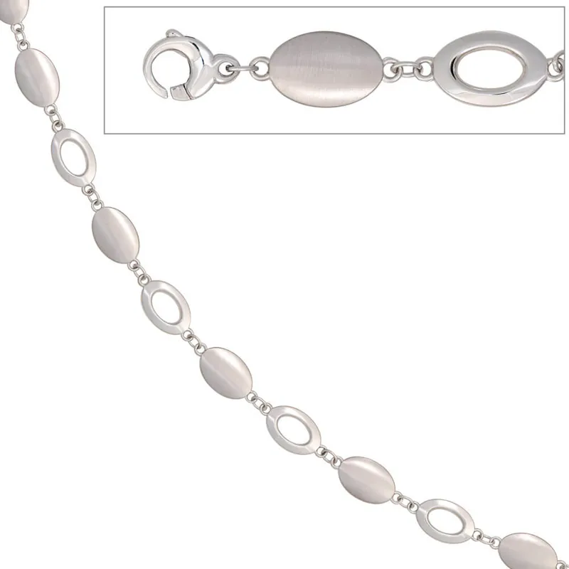 10,7mm Halskette Collier Halsschmuck 585 Gold Weißgold teilmatt 44,5cm Direktkauf