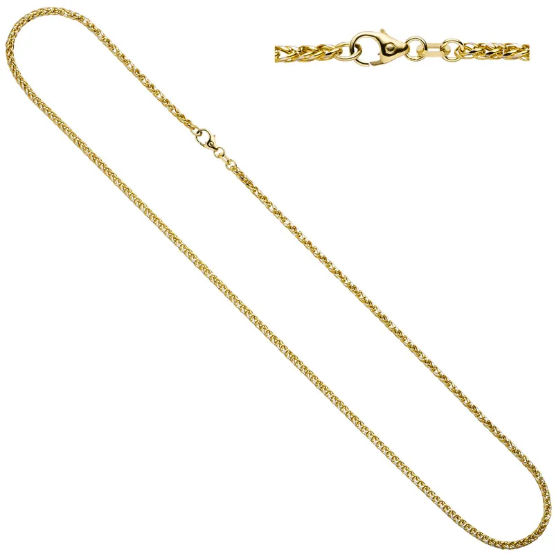 1,9mm Zopfkette Kette Collier Halskette 585 Gelbgold Weißgold Gold 45cm Wochenendangebot