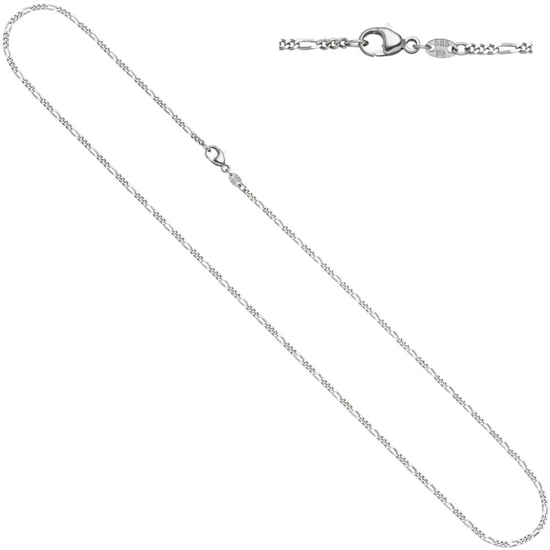 1,7mm Figarokette Halskette Collier Goldkette 585 Gold Weißgold 45cm Kracherpreis
