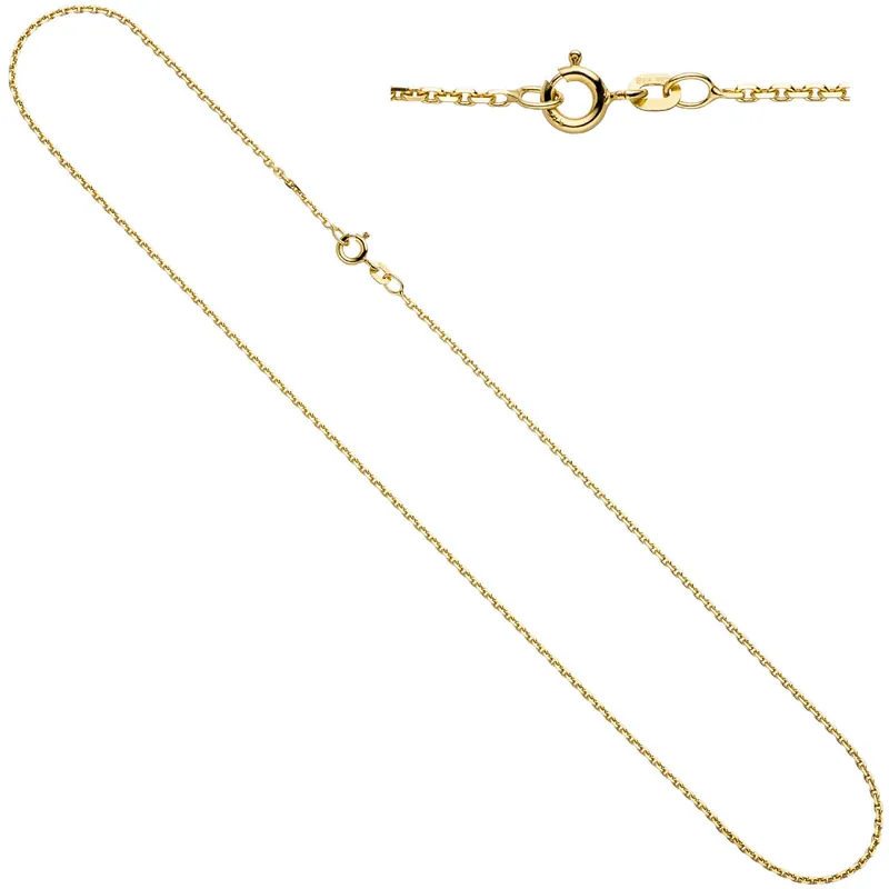 1,6mm Ankerkette Kette Halskette Collier aus 585 Gold Gelbgold, 42cm Kostenfreie Lieferung
