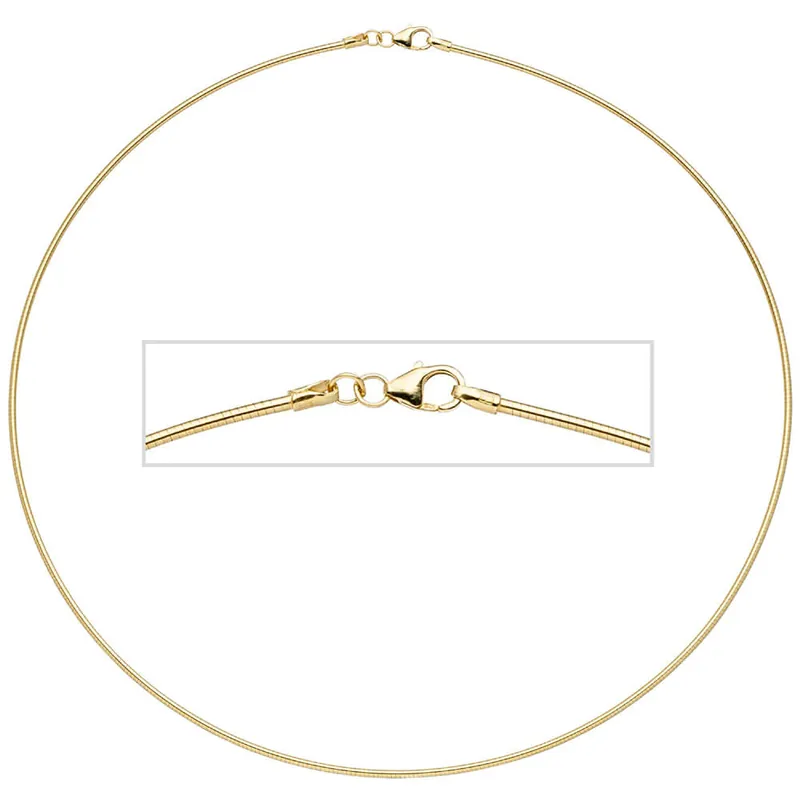 1,5mm Halsreif Omegareif 925 Silber gelbgold vergoldet 45cm Halsschmuck Damen Premium