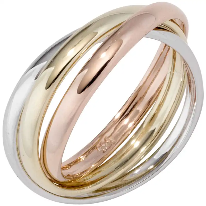 Zertifiziert 3-er Ring Damenring aus 585 Gelbgold Weißgold Rotgold tricolor Dreierring