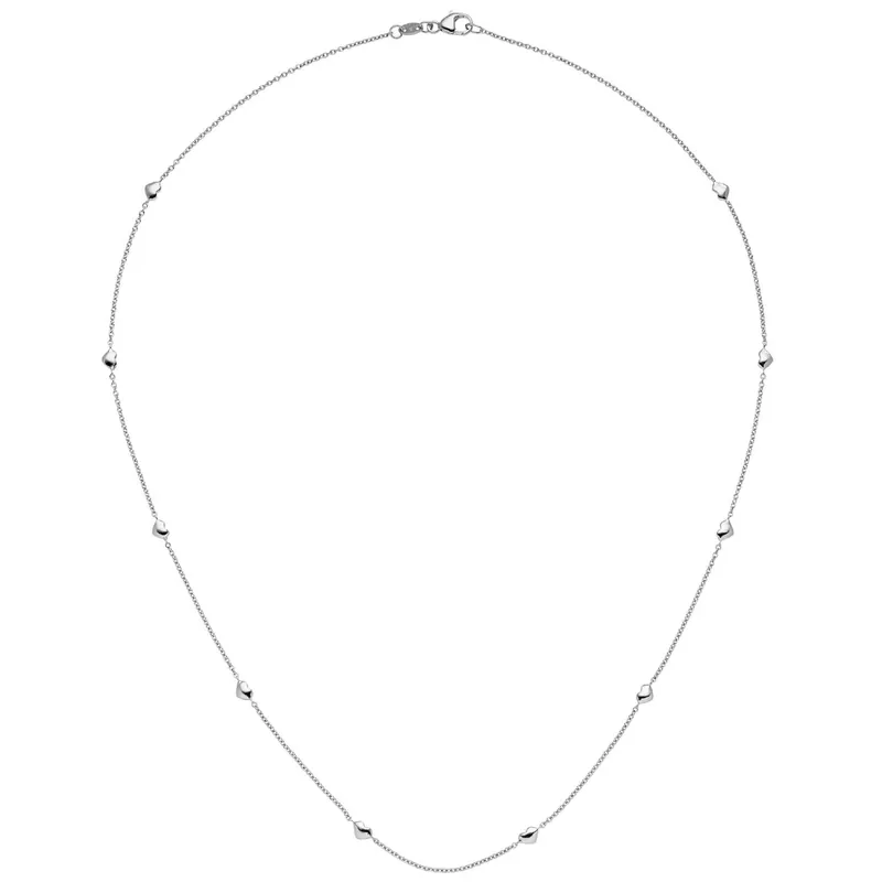 1,1mm Collier Halskette Halsschmuck mit Herzchen aus 585 Gold Weißgold, 45cm Sonderaktion
