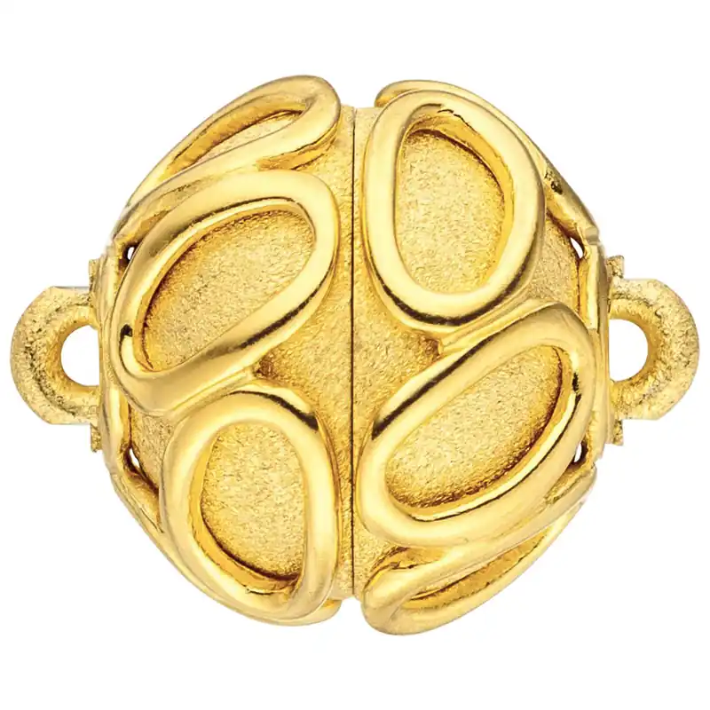 12,5mm Kettenverschluss Kettenschließe Kugel Magnetschließe 925 Silber vergoldet Neu