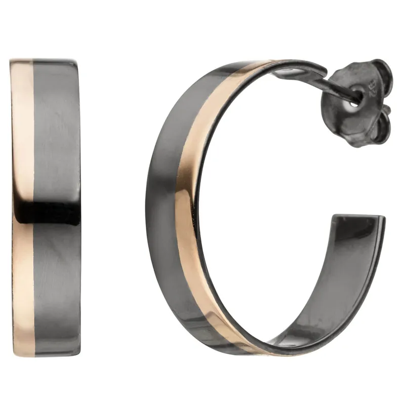 Versand Am Gleichen Tag Creolen 5mm Halbcreolen 925 Silber schwarz rhodiniert vergoldet Ohrringe