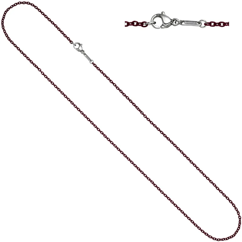 1,9mm Kette Rundankerkette aus Edelstahl dunkelrote Lackierung Halsschmuck, 50cm Heißes Angebot