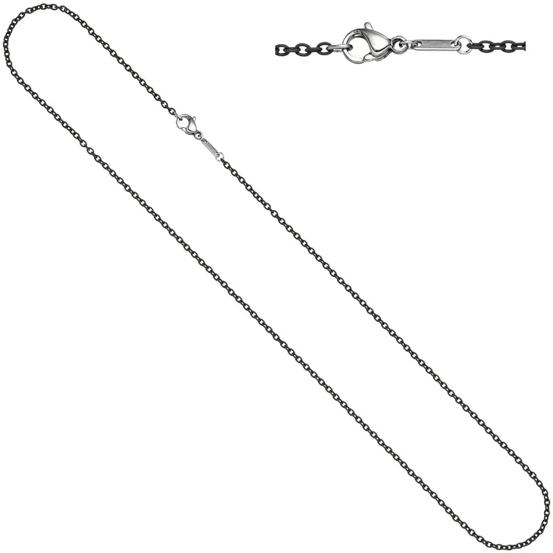 1,9mm Kette Rundankerkette aus Edelstahl mit grauen Lackierung Halsschmuck, 45cm Neue Ware