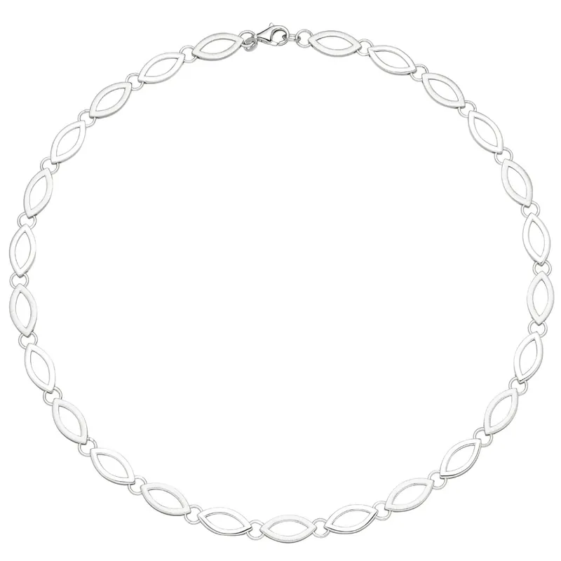 Zertifiziert 7,7mm Collier Halskette 925 Silber teilmattiert & rhodiniert 45cm Halsschmuck