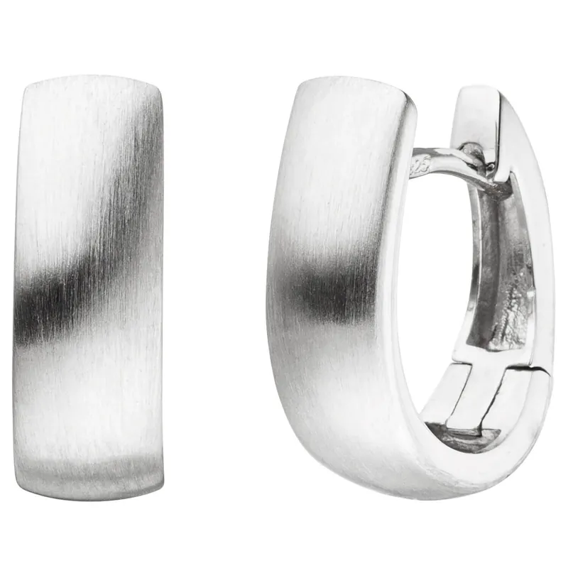 Weltweiter Versand Paar Creolen 14,1x5,1mm aus 925 Silber mattiert oval schlicht Ohrringe Ohrschmuck