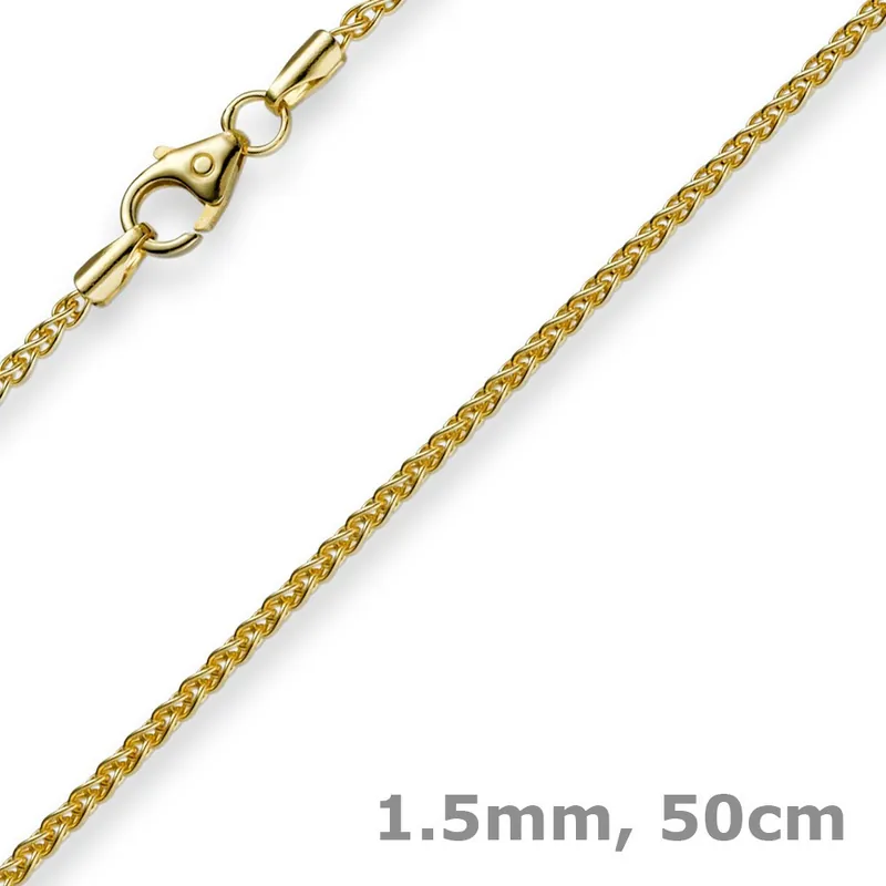 1,5mm Zopfkette Kette Collier aus 585 Gold Gelbgold, Goldkette, 50cm Top-Angebot