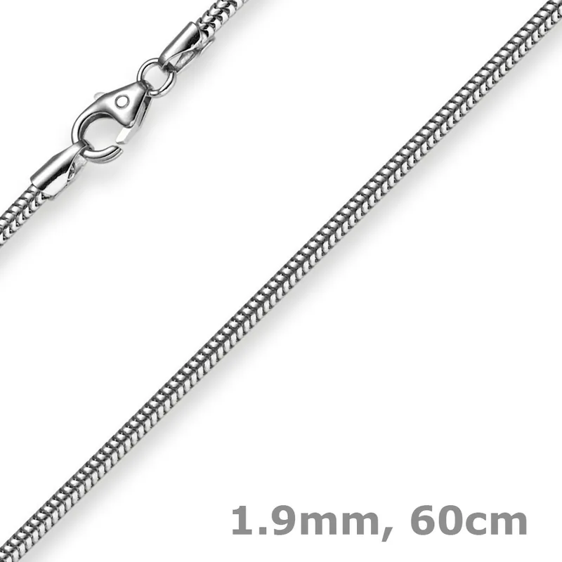 1,9mm Schlangenkette Kette Collier, 750 Gold Weißgold, Goldkette 60cm Top-Angebot