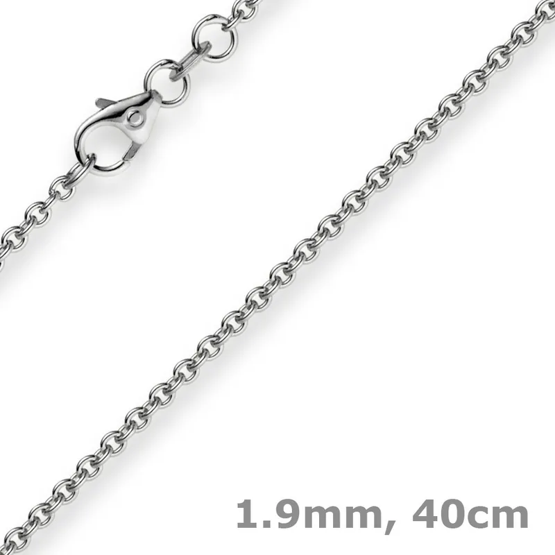 1,9mm Rund-Ankerkette Kette Collier, 585 Gold Weißgold Goldkette, 40cm Begrenztes Angebot
