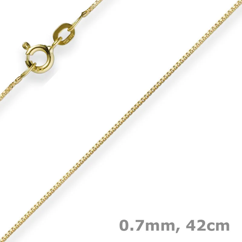 0,7mm feine Venezianerkette Echt Gold 585 Gelbgold Kette Halskette 42cm Schnäppchen