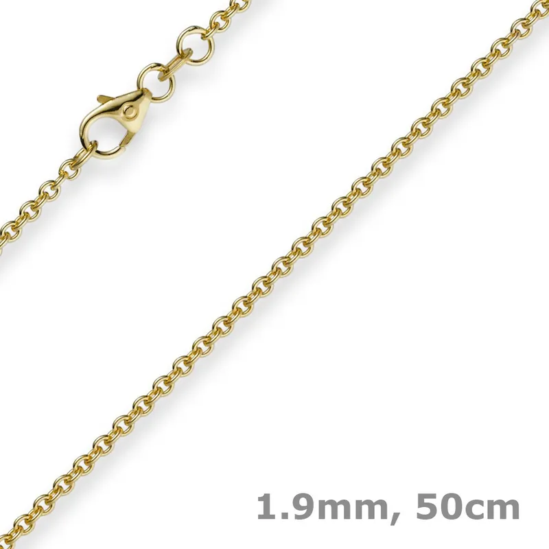 1,9mm Rund-Ankerkette 585 Gold Gelbgold Kette Collier Halskette 50cm Kostenloser Rückversand
