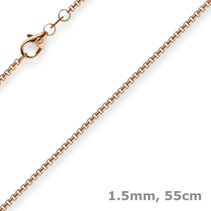 1,5mm Venezianerkette 585 Gold Rotgold Kette Collier Halskette rund 55cm Premium