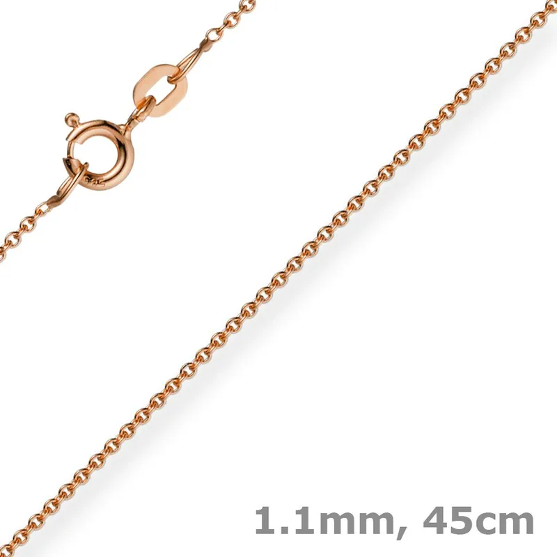 1,1mm Rund-Ankerkette 585 Gold Rotgold Kette Collier Halskette, 45cm Markenware
