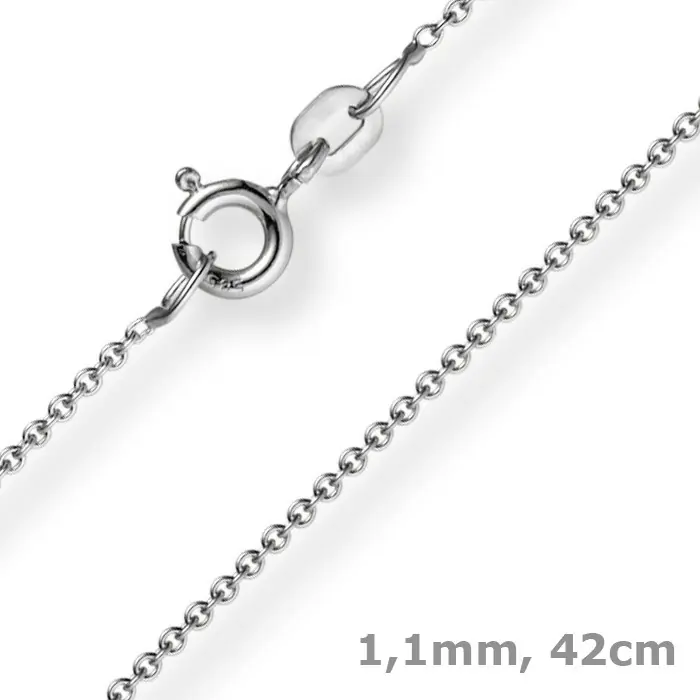1,1mm Rund-Ankerkette 585 Gold Weißgold Kette Collier Halskette, 42cm Jetzt Zugreifen