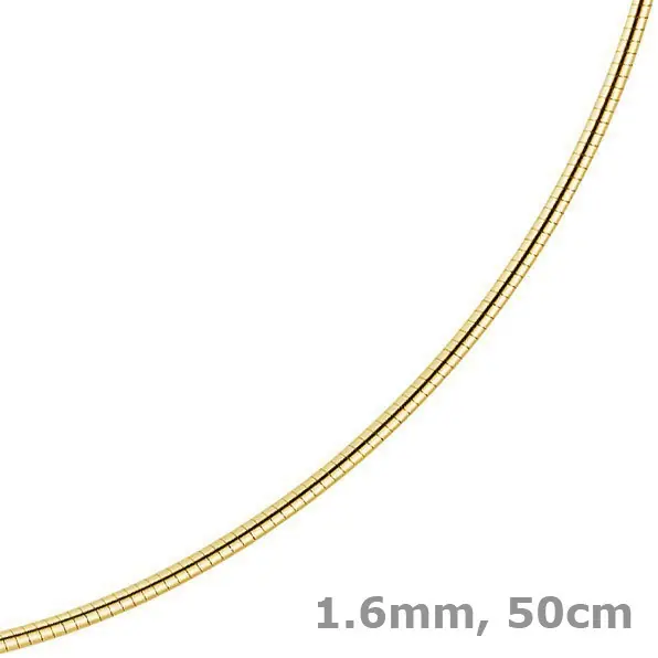 1,6mm Halsreif Omegareif Omegakette, 750 Gold Gelbgold, Goldkette, 50cm Neu Im Sortiment
