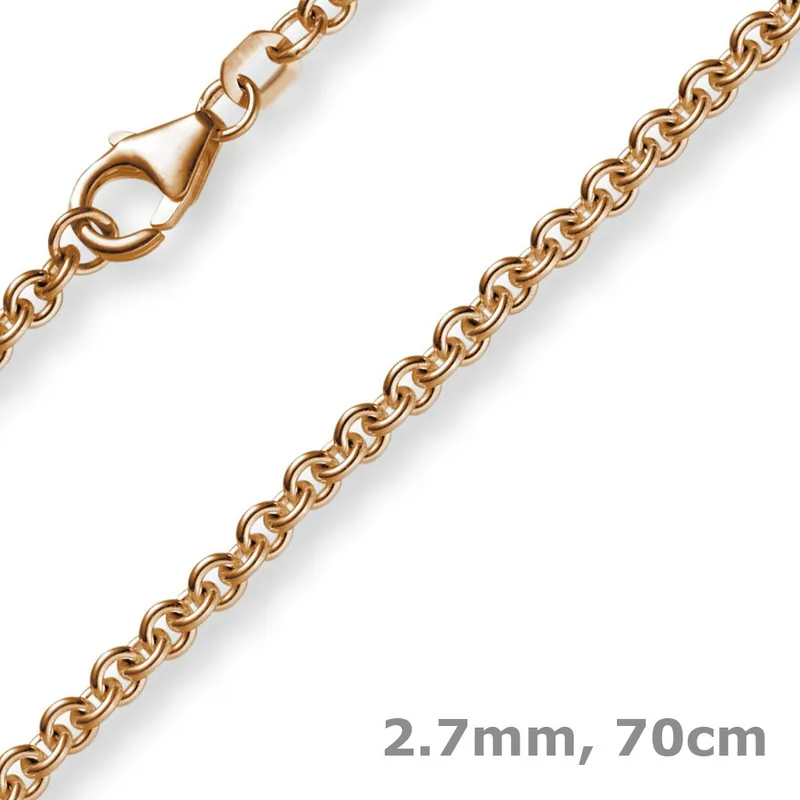 Wochenendangebot 2,7mm Kette Collier Rundankerkette aus 585 Gold Rotgold, 70cm Unisex