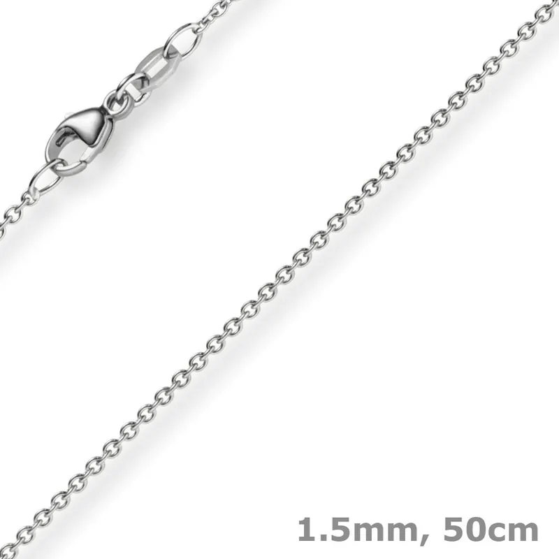 1,5mm Rund-Ankerkette aus 585 Gold Weißgold Kette Collier Halskette, 50cm Günstig