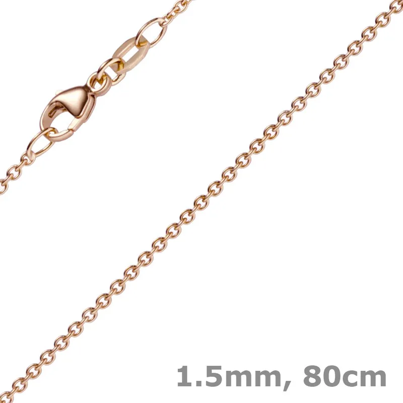 1,5mm Rund-Ankerkette aus 585 Gold Rotgold Kette Collier Halskette, 80cm Geld-Zurück-Garantie