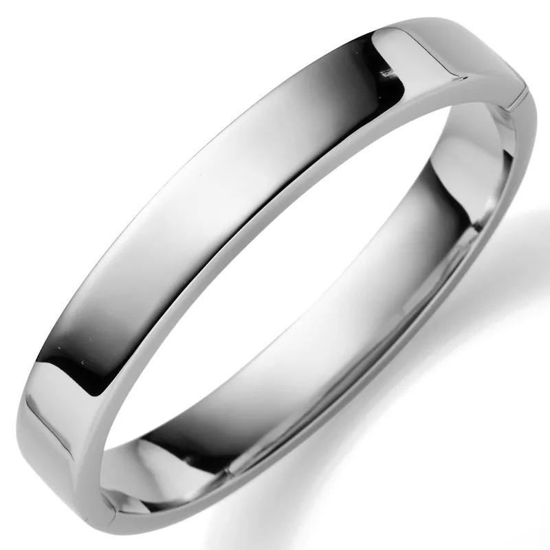 Wochenendangebot Armreif Armband Armschmuck, Breite 10mm, flach, glänzend, 585 Gold Weißgold