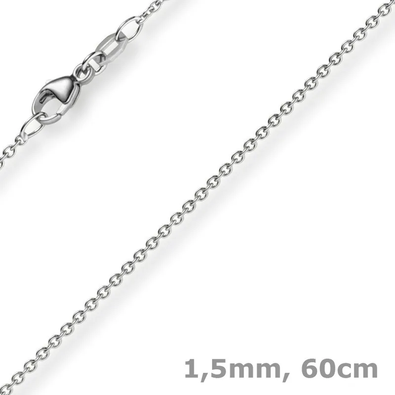 1,5mm Rund-Ankerkette aus 750 Gold Weißgold Kette Collier Halskette, 60cm Angebot