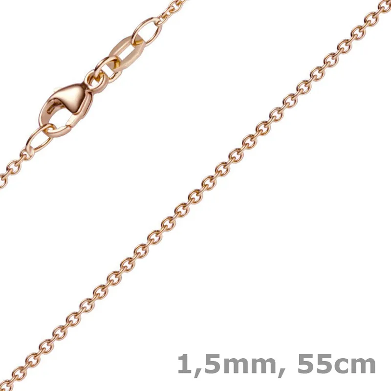 1,5mm Rund-Ankerkette aus 750 Gold Rotgold Kette Collier Halskette, 55cm Bestpreis