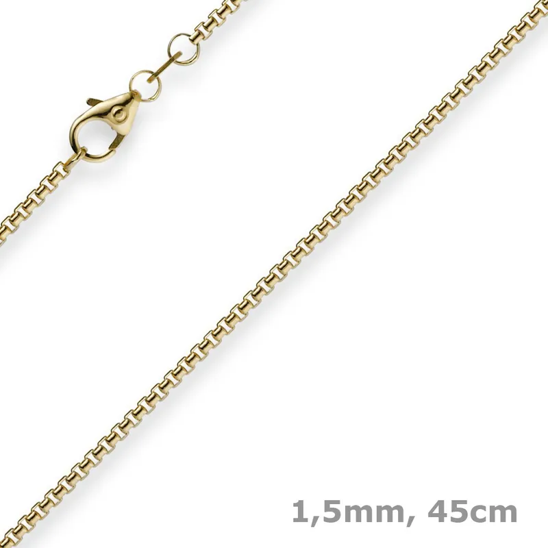 1,5mm Venezianerkette aus 750 Gold Gelbgold Kette Collier Halskette rund 45cm Sonderangebot