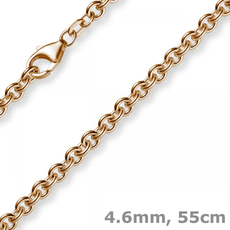Letzte Chance 4,6mm Kette Collier Rundankerkette aus 750 Gold Rotgold, 55cm Unisex