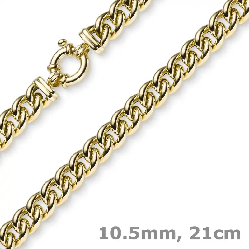10,5mm Panzer-Armband Panzerkette aus 585 Gold Gelbgold 21cm Armkette Armschmuck Letzte Chance