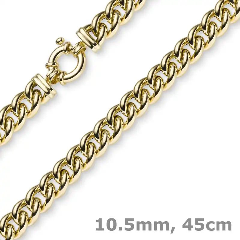 10,5mm Panzerkette Kette Collier Halskette 585 Gold Gelbgold 45cm Halsschmuck Kostenfreie Lieferung