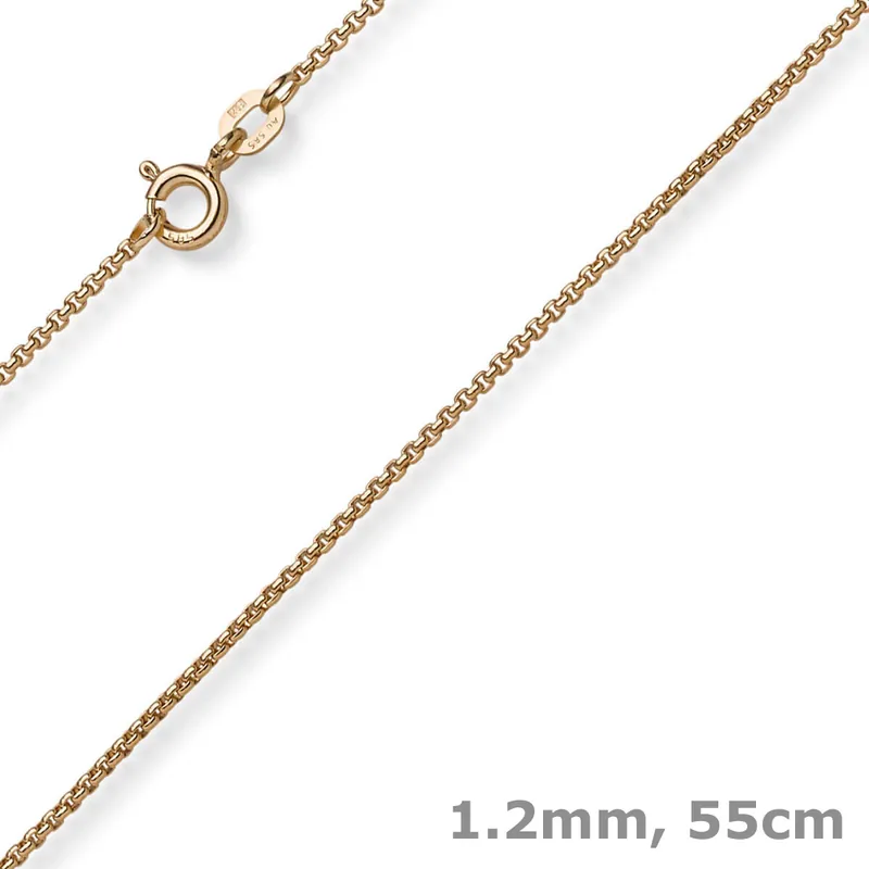 1,2mm Collier runde Veneziakette aus 585 Gold Rotgold Halsschmuck, 55cm Geprüft