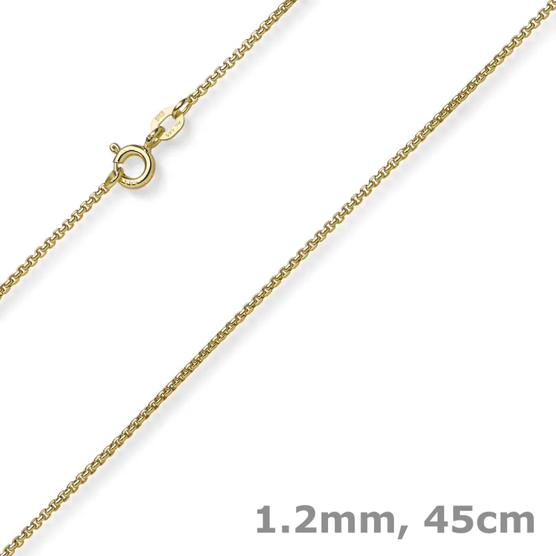 1,2mm Collier runde Veneziakette aus 585 Gold Gelbgold Halsschmuck, 45cm Nur Heute