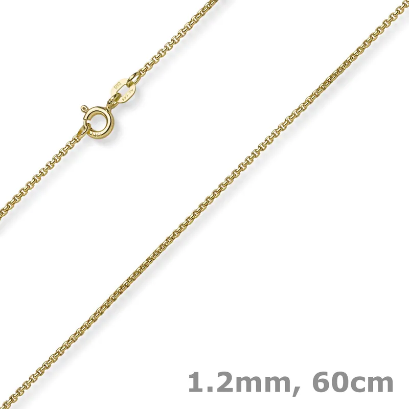 1,2mm Collier runde Veneziakette aus 585 Gold Gelbgold Halsschmuck, 60cm Direktkauf