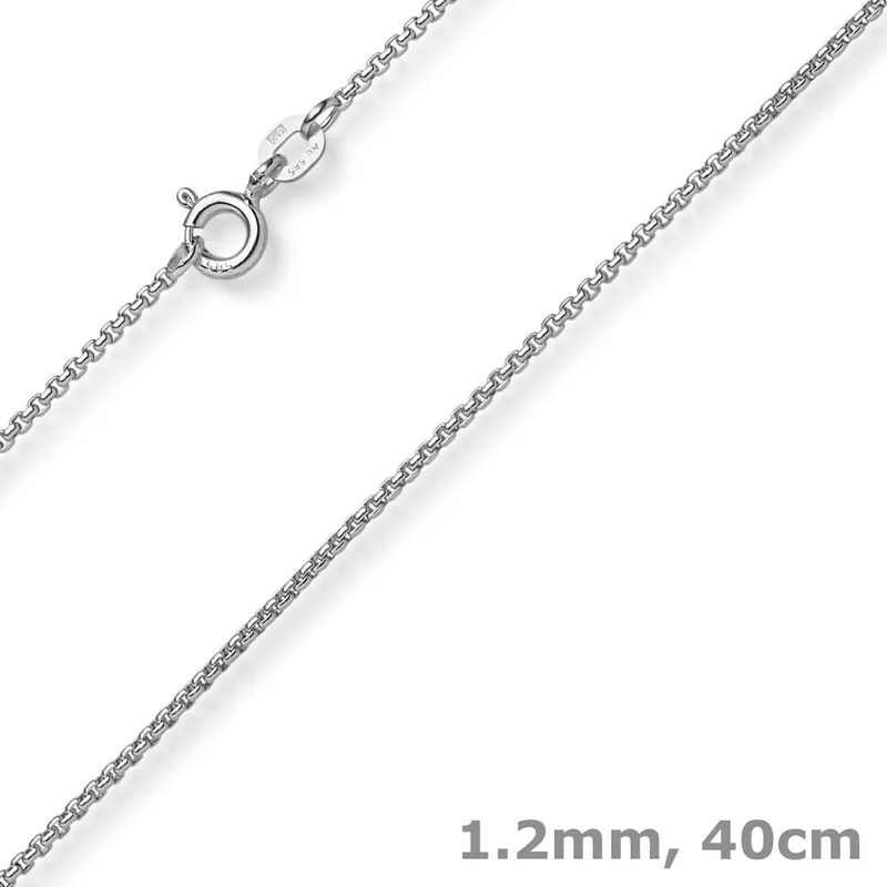 1,2mm Collier runde Veneziakette aus 585 Gold Weißgold Halsschmuck, 40cm Versand Am Gleichen Tag