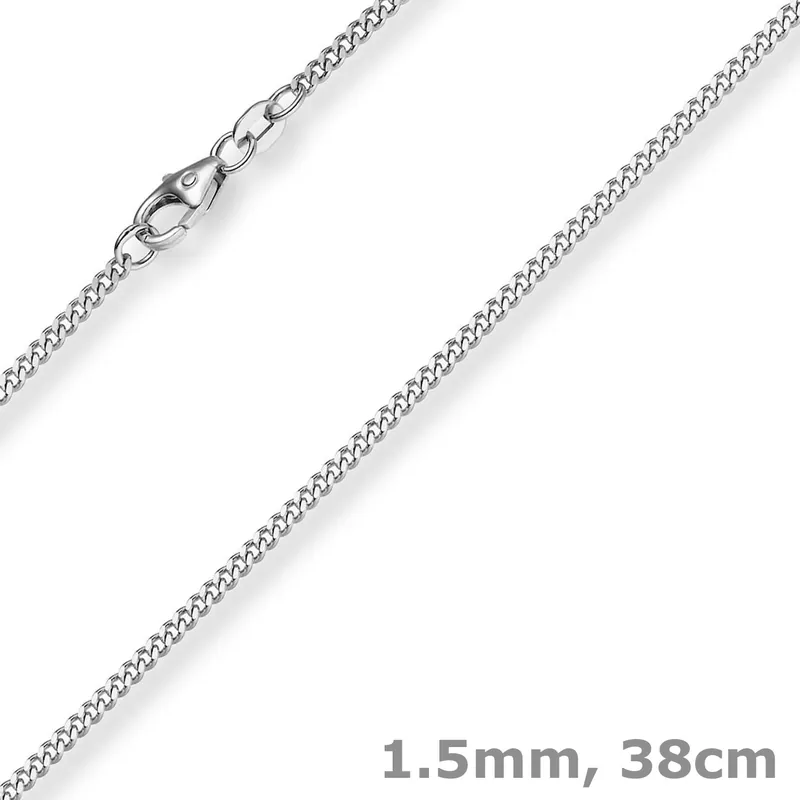 1,5mm Panzerkette Kette Collier aus 585 Gold Weißgold Halsschmuck 38cm Nur Für Kurze Zeit