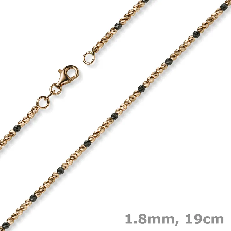 1,8mm Kugel-Armband Armkette aus 585 Gold Rotgold teil-schwarz-rhodiniert 19cm Jetzt Bestellen