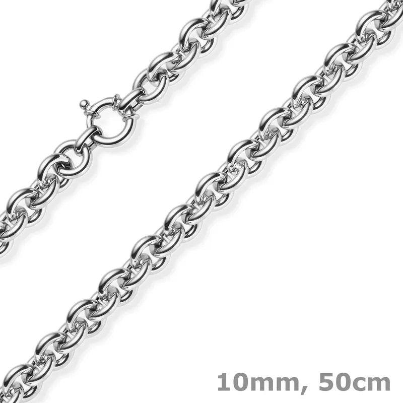 10mm Rund-Ankerkette Ringelkette Halsschmuck Collier aus 585 Gold Weißgold 50cm Ab Werk