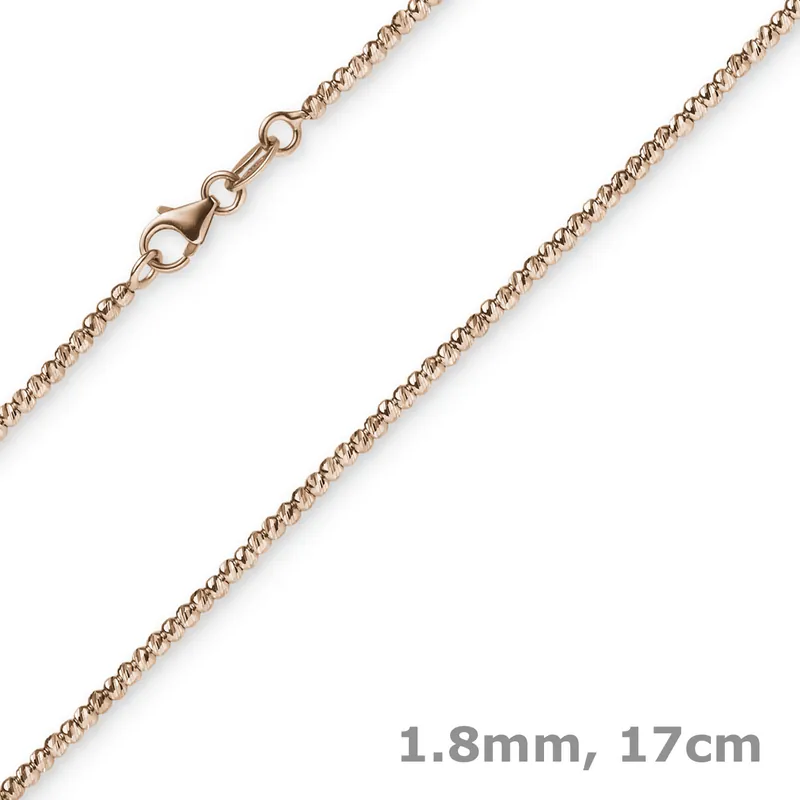 1,8mm Armband Armkette Kugelkette diamantiert aus 585 Gold Rotgold 17cm Online Kaufen