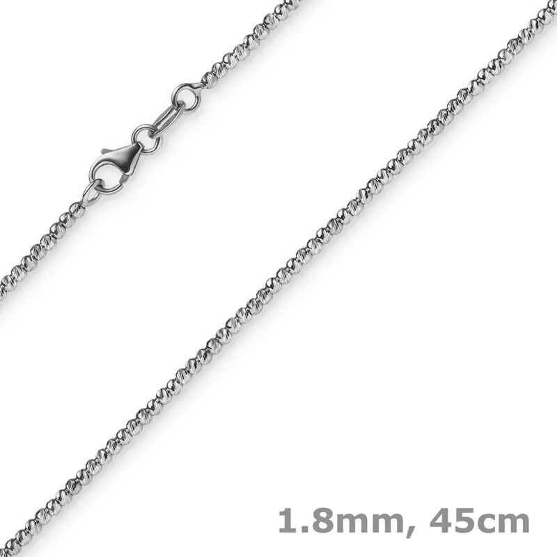 1,8mm Kette Collier Kugelkette diamantiert aus 585 Gold Weißgold 45cm Direktkauf