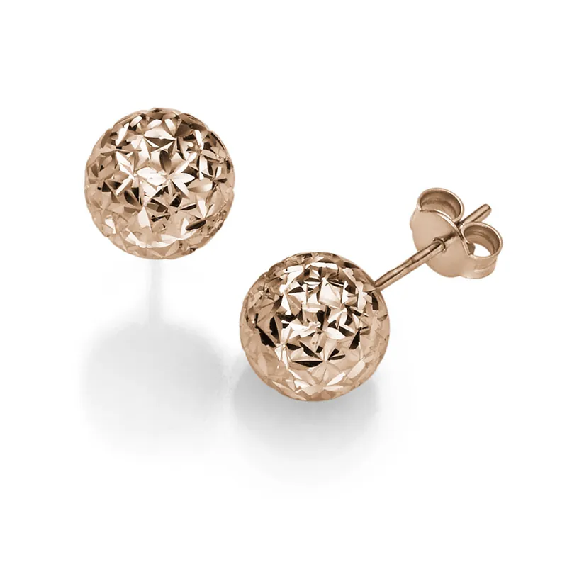 10mm Kugel Ohrstecker Stecker Ohrschmuck aus 585 Gold Rotgold diamantiert Schneller Versand