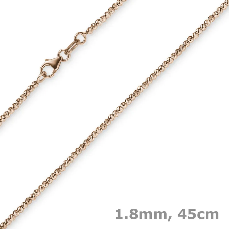 1,8mm Kette Collier Kugelkette diamantiert aus 750 Gold Rotgold 45cm Top-Angebot