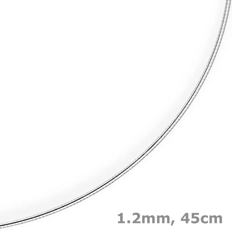 1,2mm Halsreif Omegareif Omegakette Collier 750 Gold Weißgold, rund, 45cm Mega-Angebot