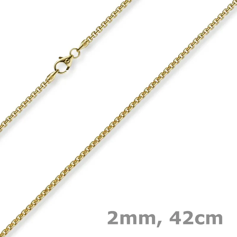 Zertifiziert 2mm Venezianerkette rund 750 Gold Gelbgold Kette Collier Halskette 42cm Damen
